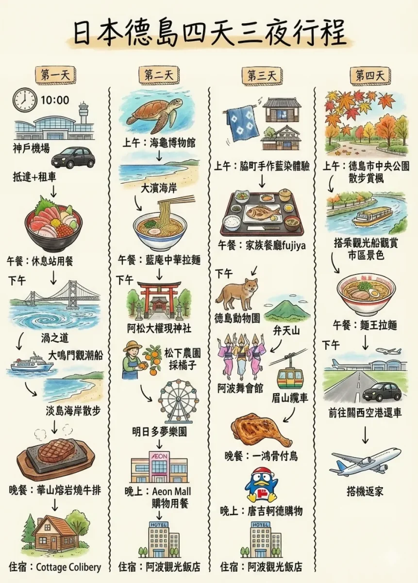日本德島四天三夜行程